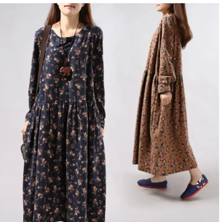 2024 Women's Floral Long Dress Large Cotton Linen - Image 4