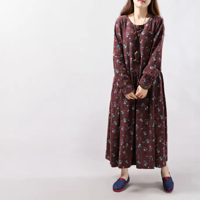 2024 Women's Floral Long Dress Large Cotton Linen - Image 5