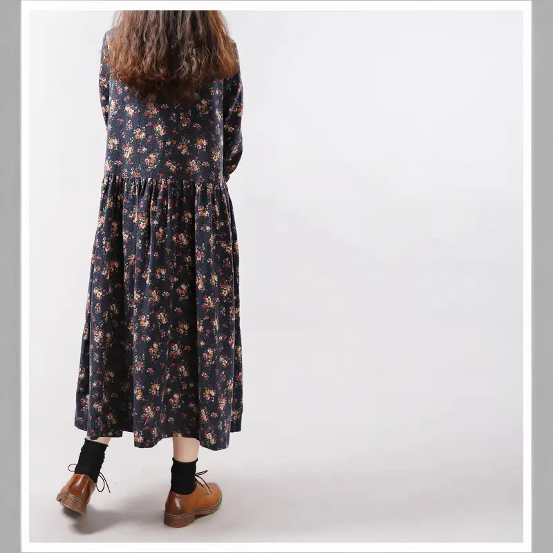 2024 Women's Floral Long Dress Large Cotton Linen - Image 7