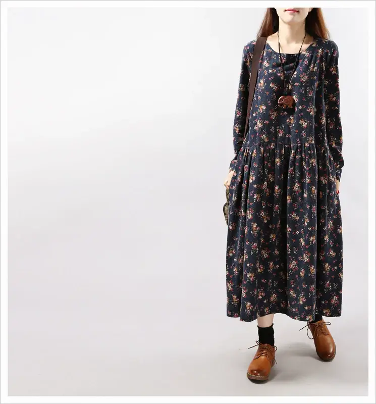 2024 Women's Floral Long Dress Large Cotton Linen — feature 10