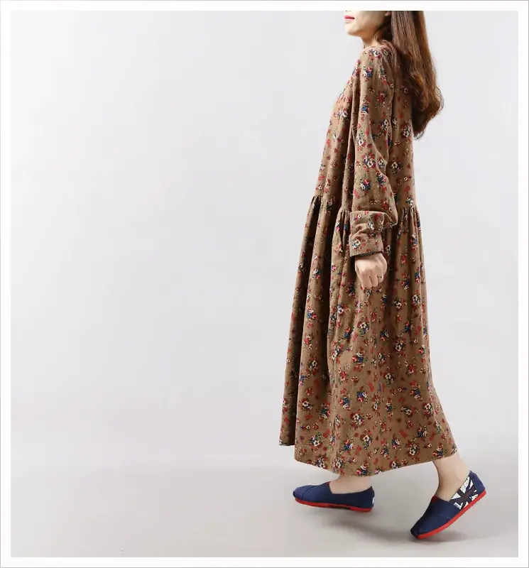 2024 Women's Floral Long Dress Large Cotton Linen — feature 12