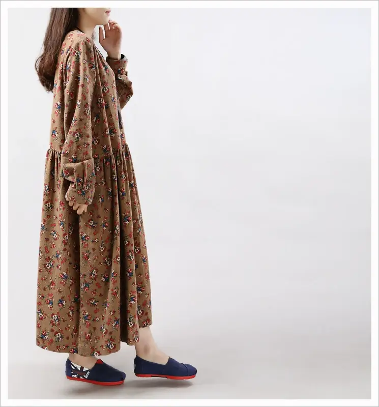 2024 Women's Floral Long Dress Large Cotton Linen — feature 13
