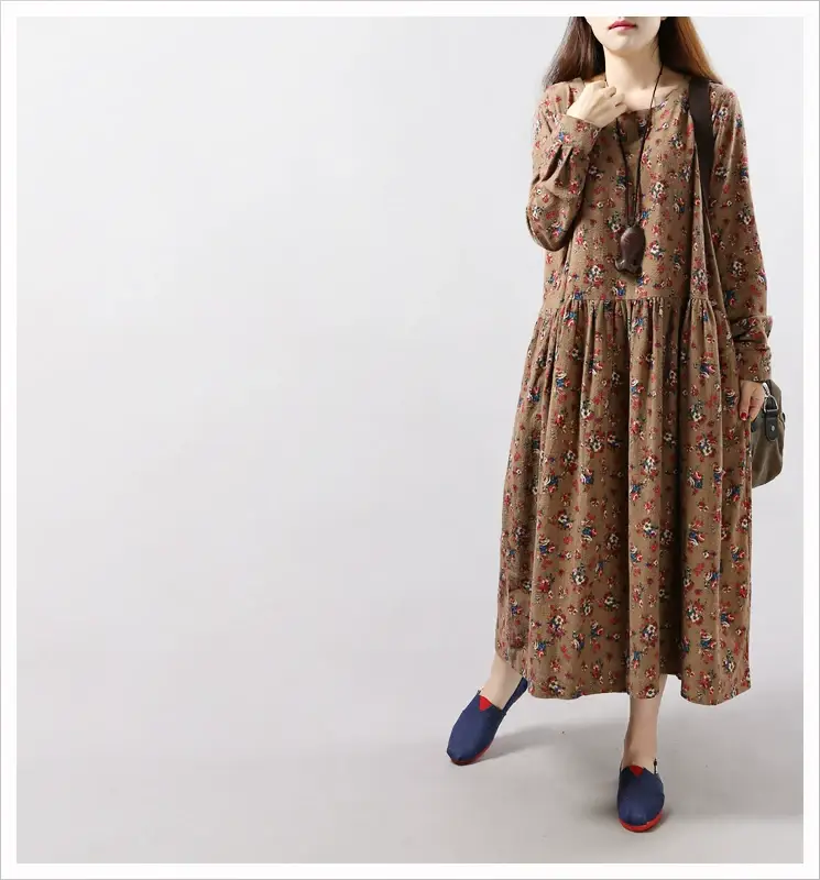 2024 Women's Floral Long Dress Large Cotton Linen — feature 14