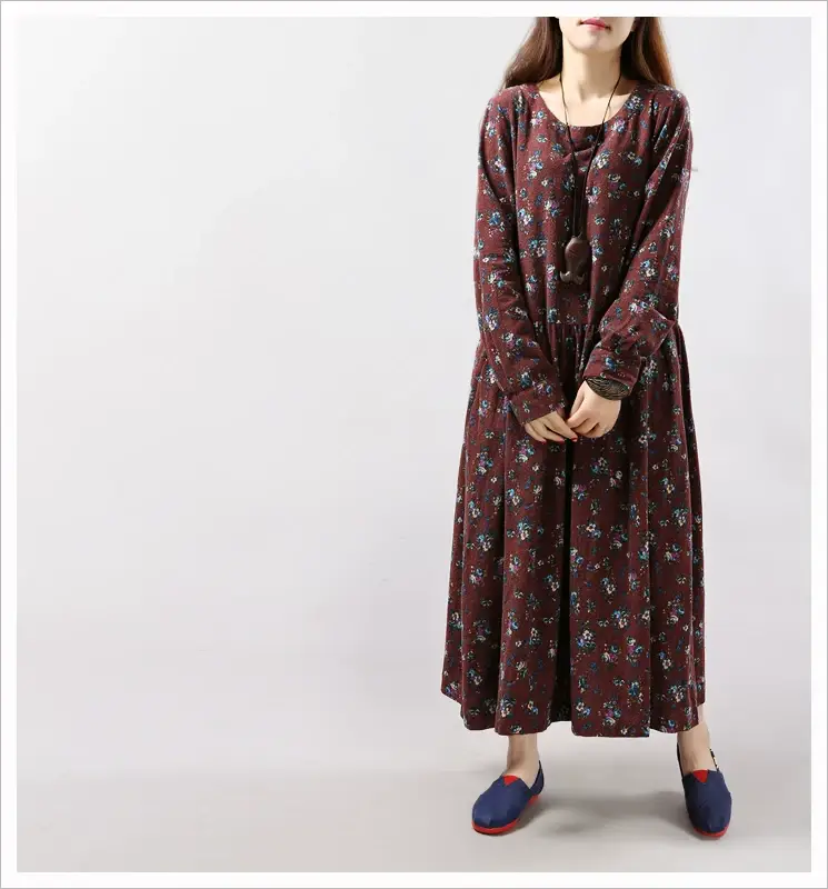 2024 Women's Floral Long Dress Large Cotton Linen — feature 16