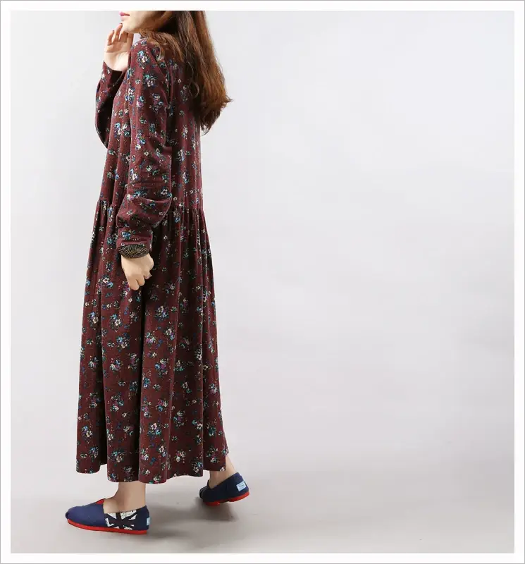 2024 Women's Floral Long Dress Large Cotton Linen — feature 17