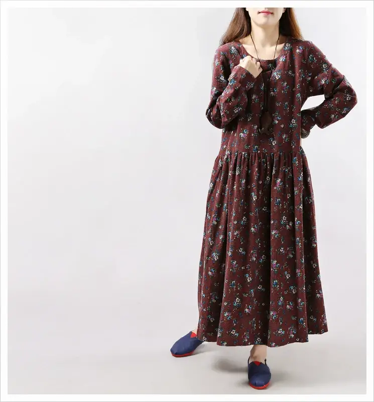 2024 Women's Floral Long Dress Large Cotton Linen — feature 18