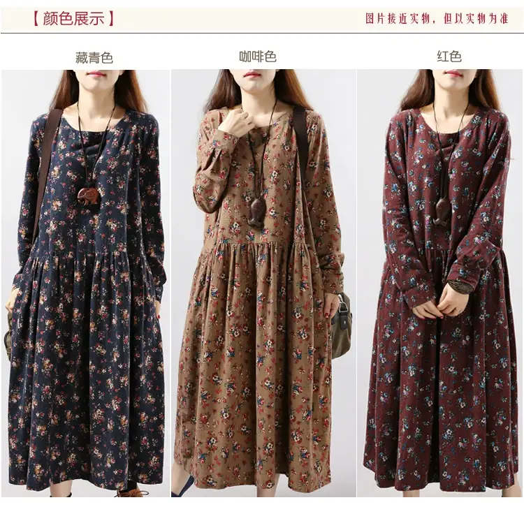 2024 Women's Floral Long Dress Large Cotton Linen — feature 5