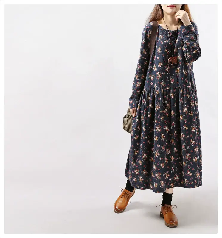 2024 Women's Floral Long Dress Large Cotton Linen — feature 7