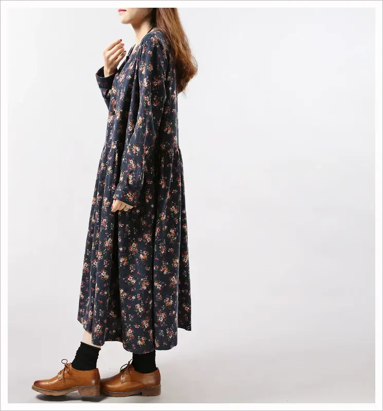 2024 Women's Floral Long Dress Large Cotton Linen — feature 8
