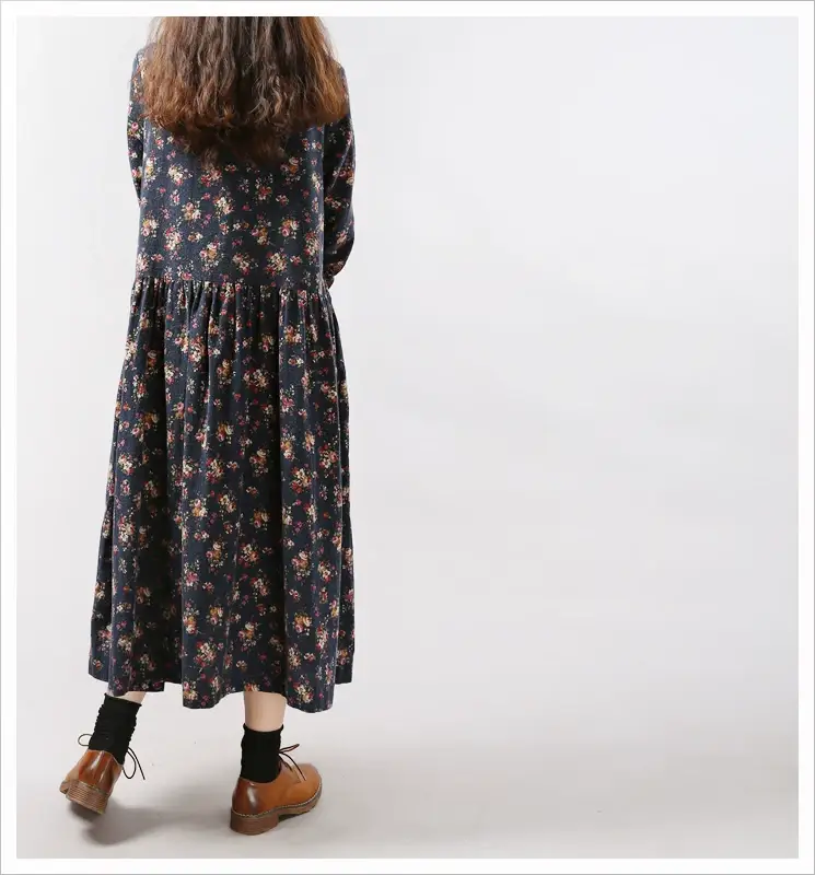 2024 Women's Floral Long Dress Large Cotton Linen — feature 9