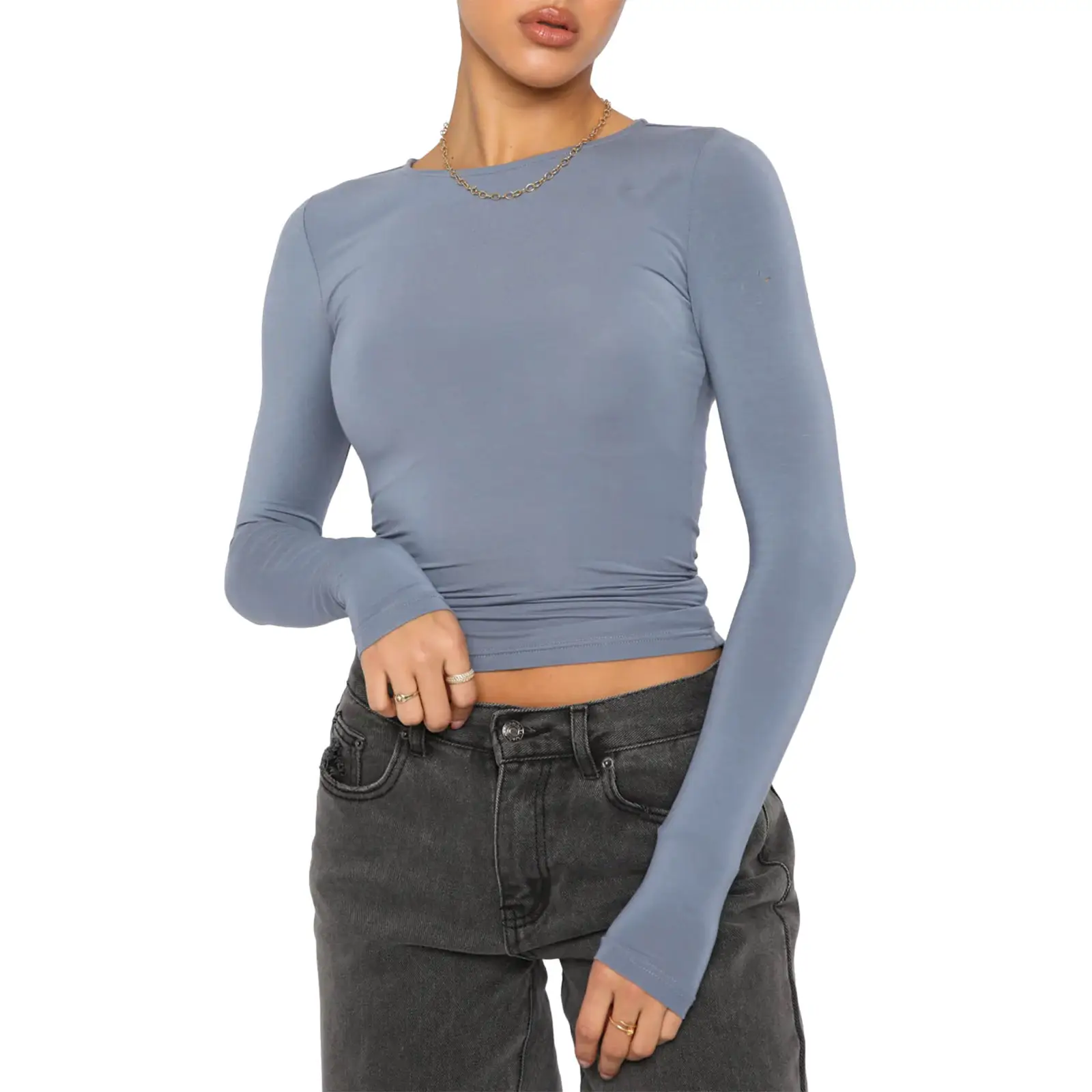 Blue Asymmetrical Slim Fit T-Shirt 2023 - Image 25