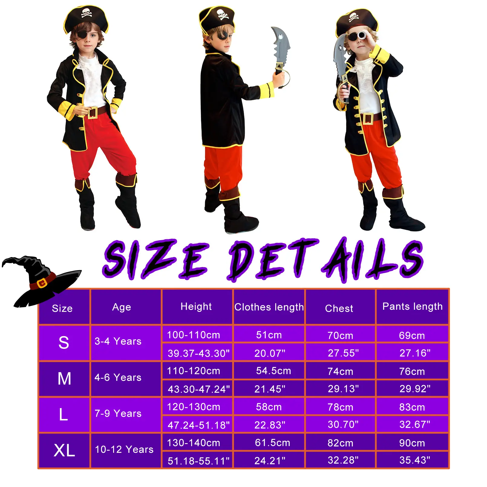 Cute Boy Pirate Costume Red Pants Black Jacket — feature 12
