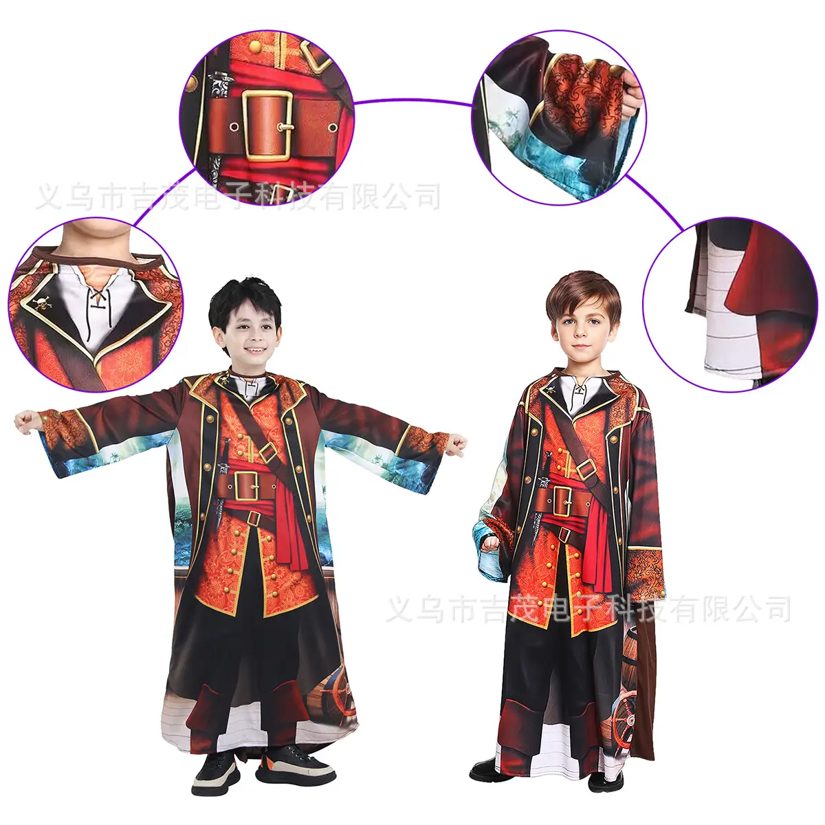 Cute Boy Pirate Costume Red Pants Black Jacket - Image 12