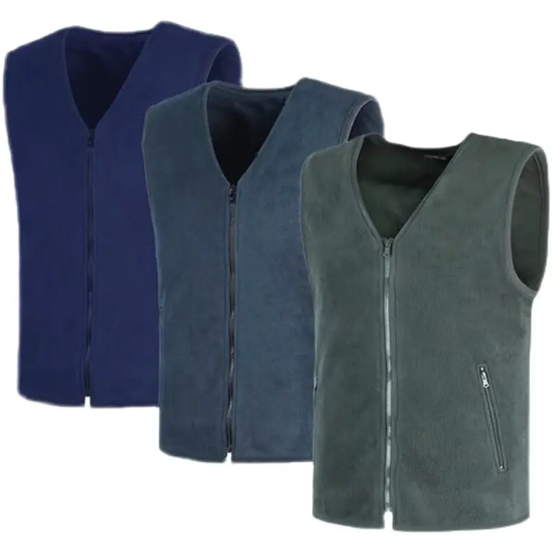 Navy Blue Fleece Vest Military Fan Style Winter Men - Image 9