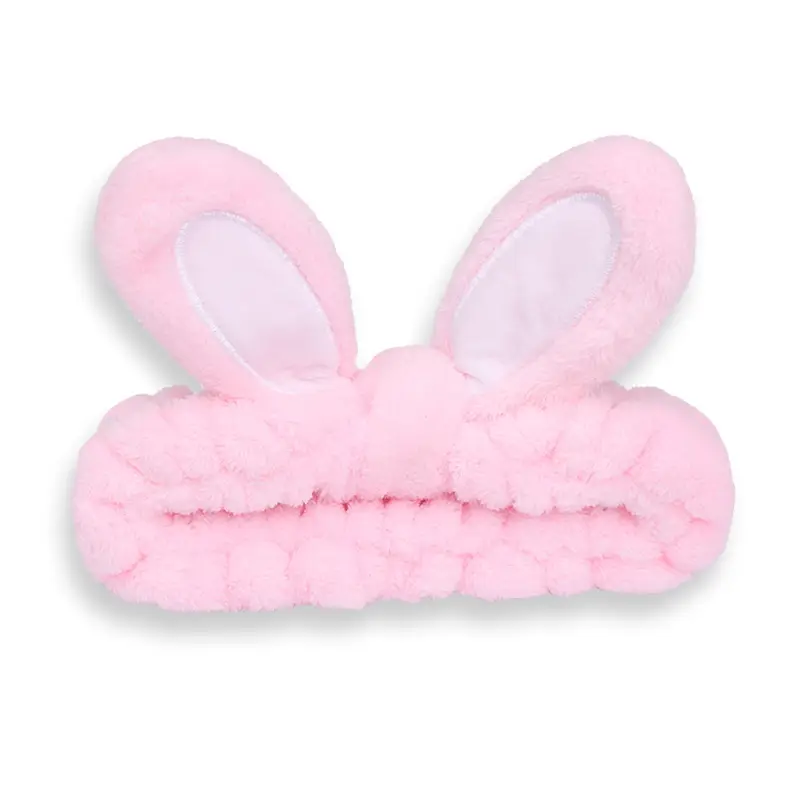 Women's Rabbit Ear Wash Hair Belt Headband with Pink Inlays - Image 9