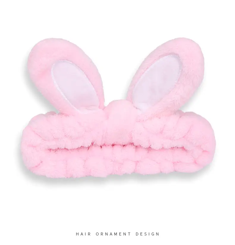 Women's Rabbit Ear Wash Hair Belt Headband with Pink Inlays — feature 12