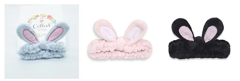 Women's Rabbit Ear Wash Hair Belt Headband with Pink Inlays — feature 8
