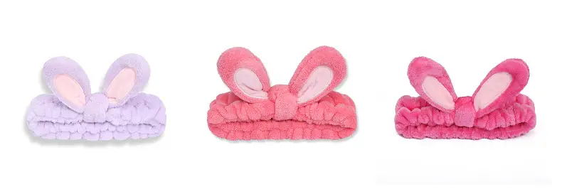 Women's Rabbit Ear Wash Hair Belt Headband with Pink Inlays — feature 9