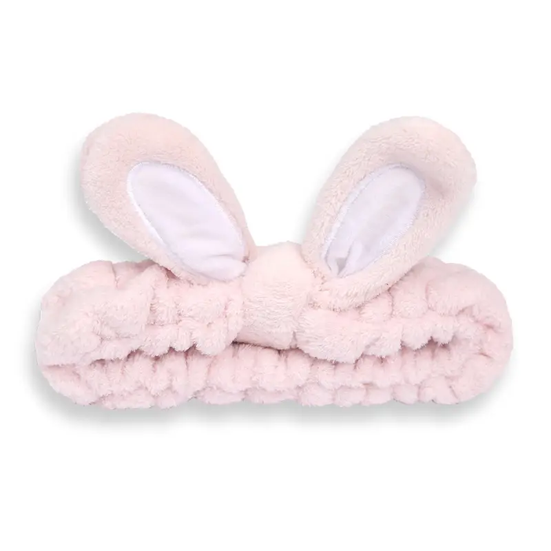 Women's Rabbit Ear Wash Hair Belt Headband with Pink Inlays - Image 5