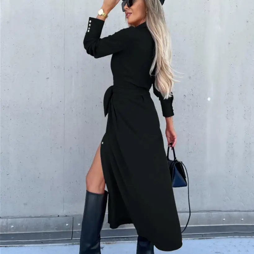 Green Long Sleeve Cardigan Dress for Women