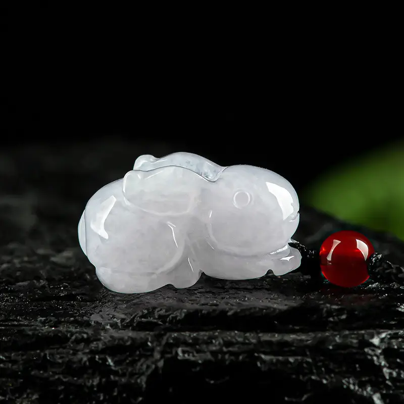Natural Burmese Jade Rabbit Pendant for Men Women - Image 2