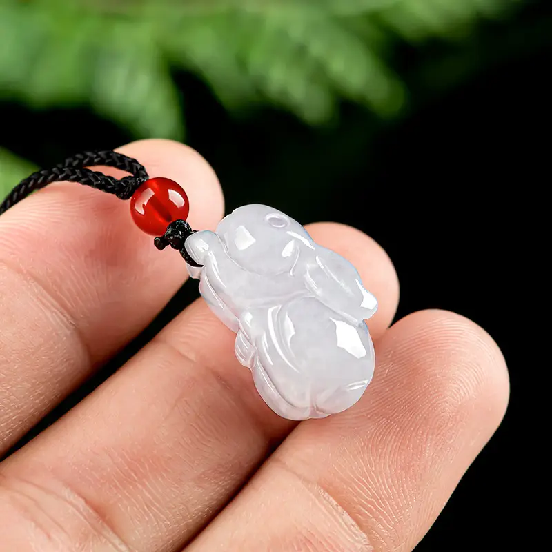 Natural Burmese Jade Rabbit Pendant for Men Women - Image 3