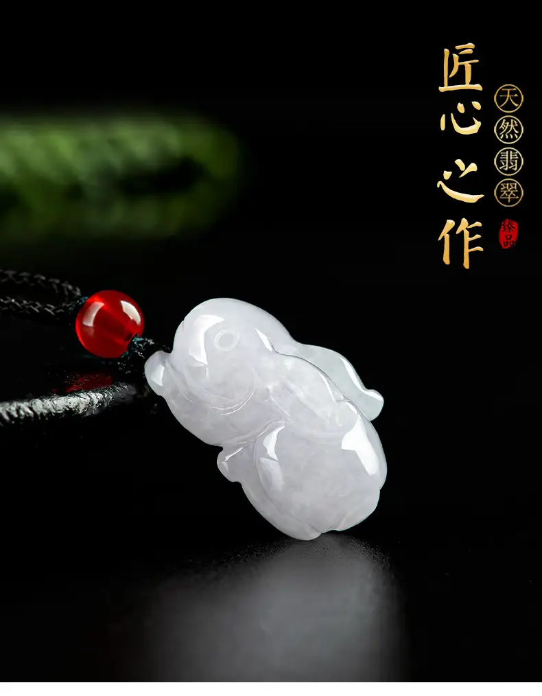 Natural Burmese Jade Rabbit Pendant for Men Women — feature 2