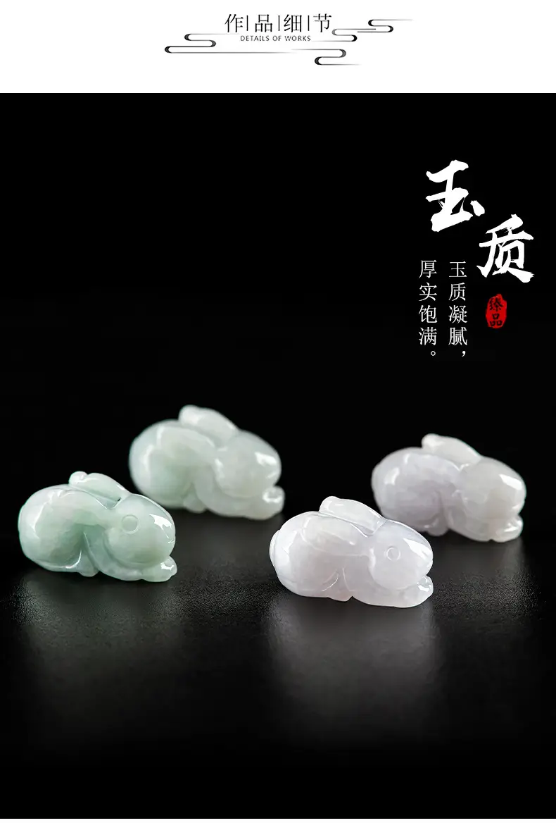 Natural Burmese Jade Rabbit Pendant for Men Women — feature 5
