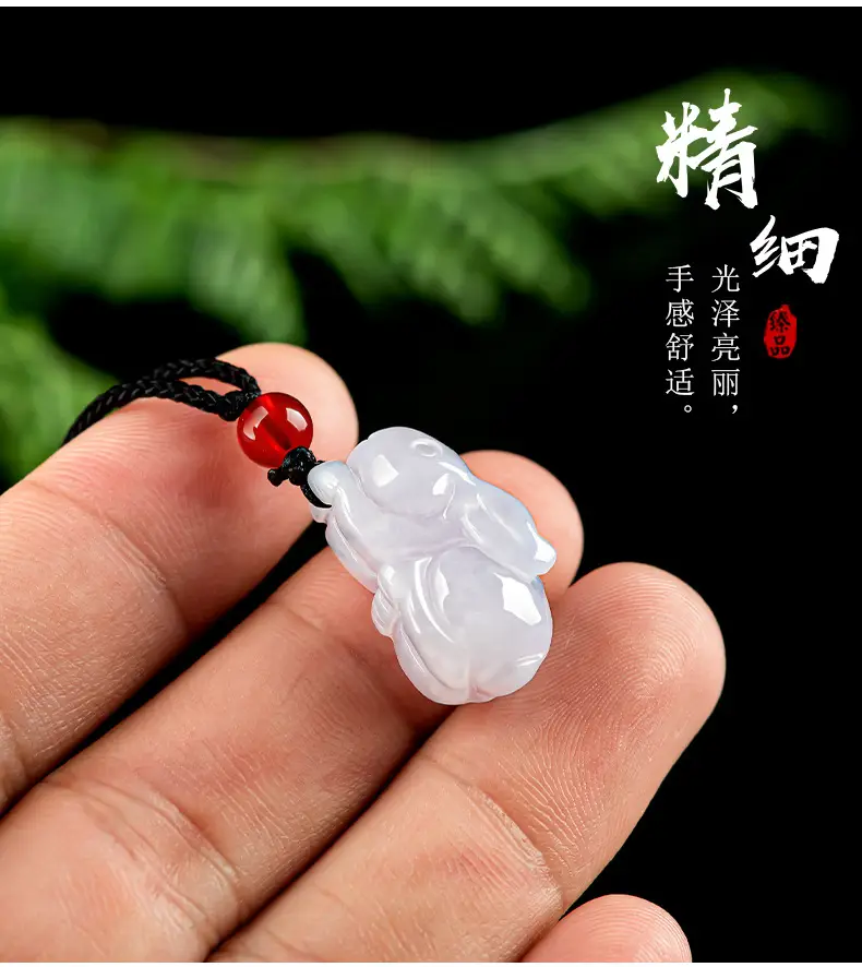 Natural Burmese Jade Rabbit Pendant for Men Women — feature 7