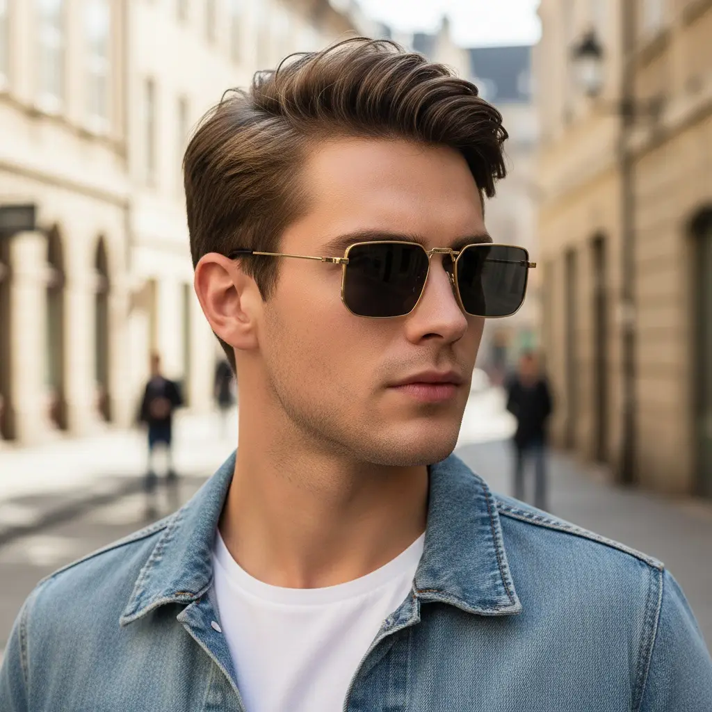 European American Metal Sunglasses Square Frame Women Men - Image 7