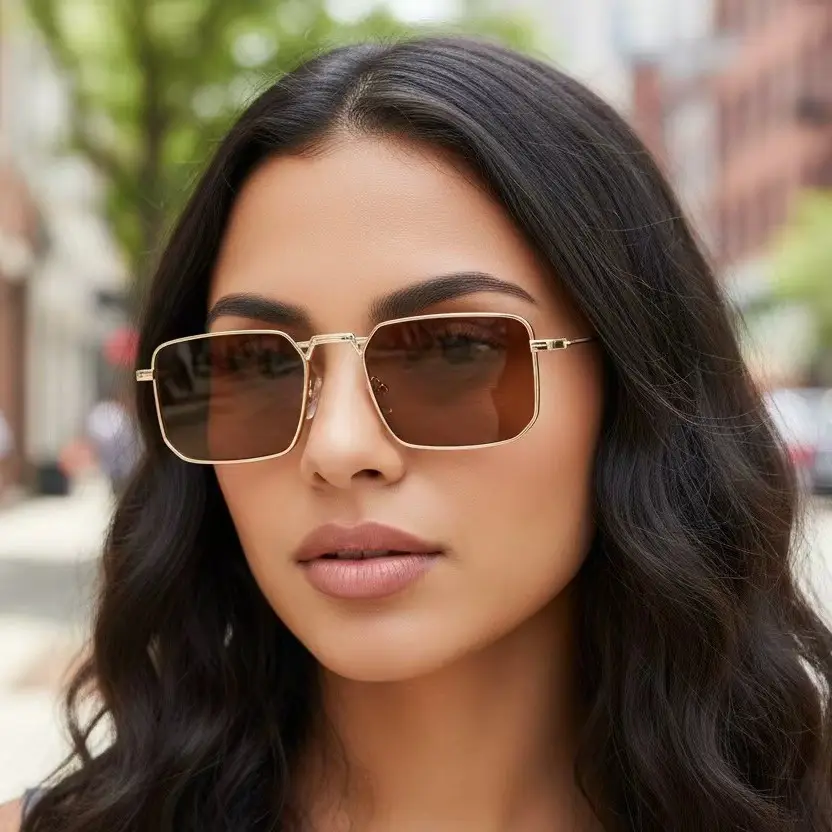 European American Metal Sunglasses Square Frame Women Men - Image 8