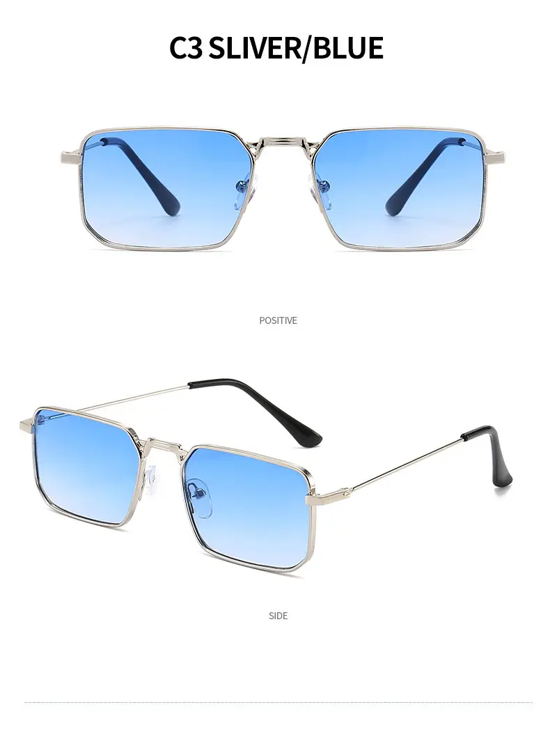 European American Metal Sunglasses Square Frame Women Men β feature 12