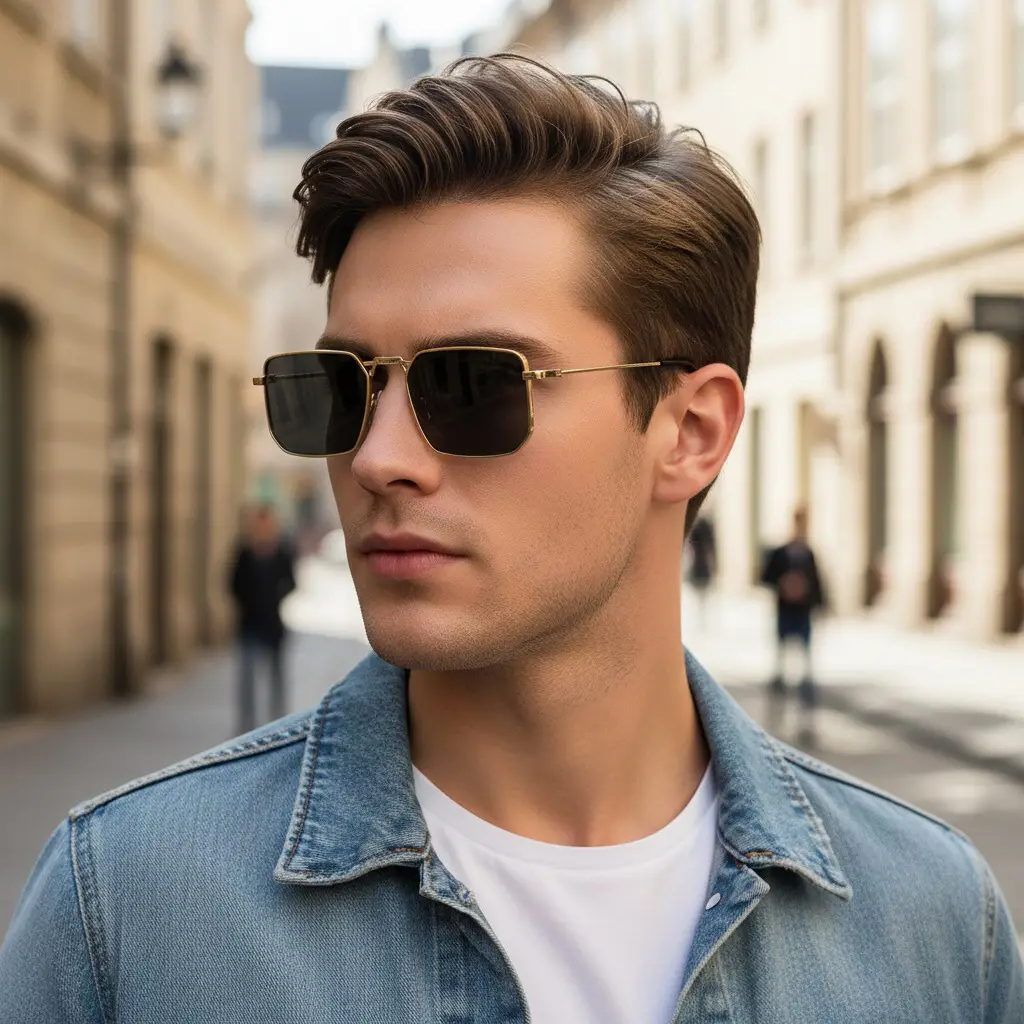 European American Metal Sunglasses Square Frame Women Men β feature 2