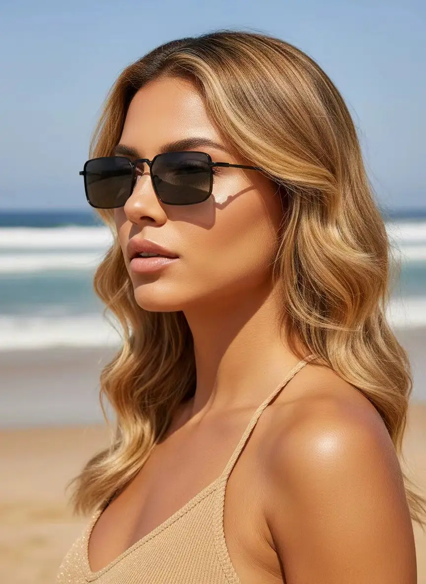 European American Metal Sunglasses Square Frame Women Men β feature 3