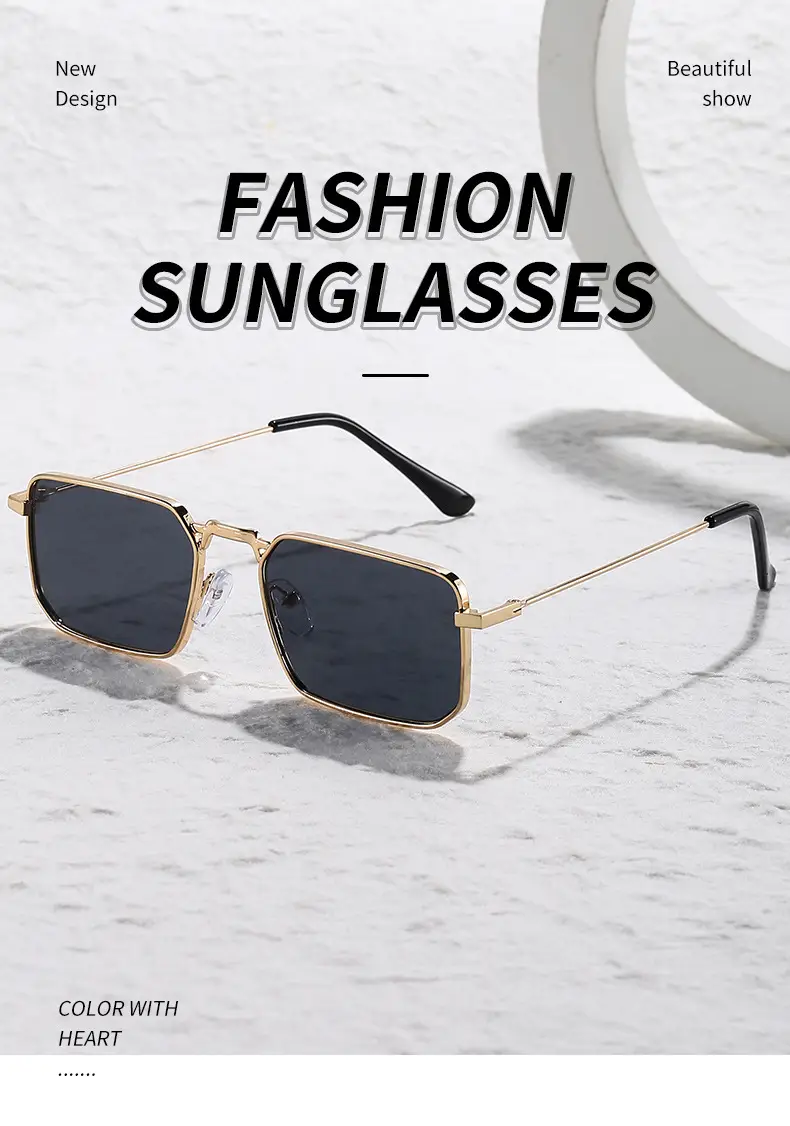 European American Metal Sunglasses Square Frame Women Men β feature 4