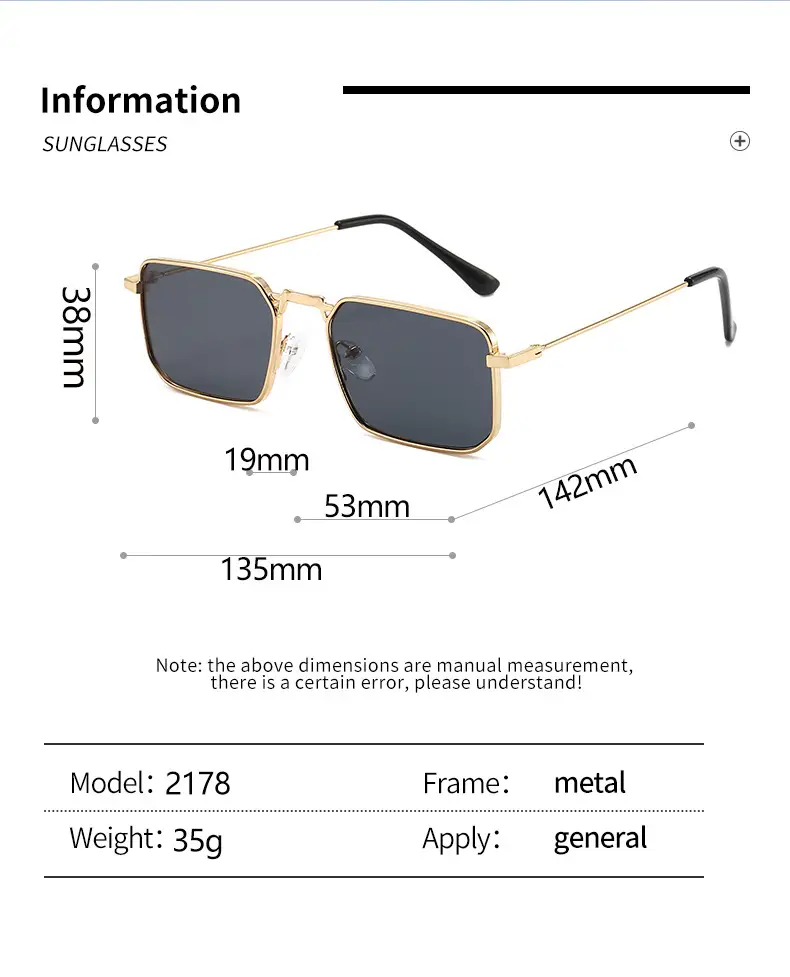 European American Metal Sunglasses Square Frame Women Men β feature 7