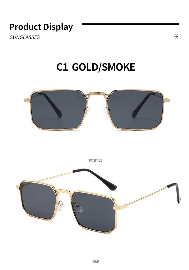 European American Metal Sunglasses Square Frame Women Men β feature 9