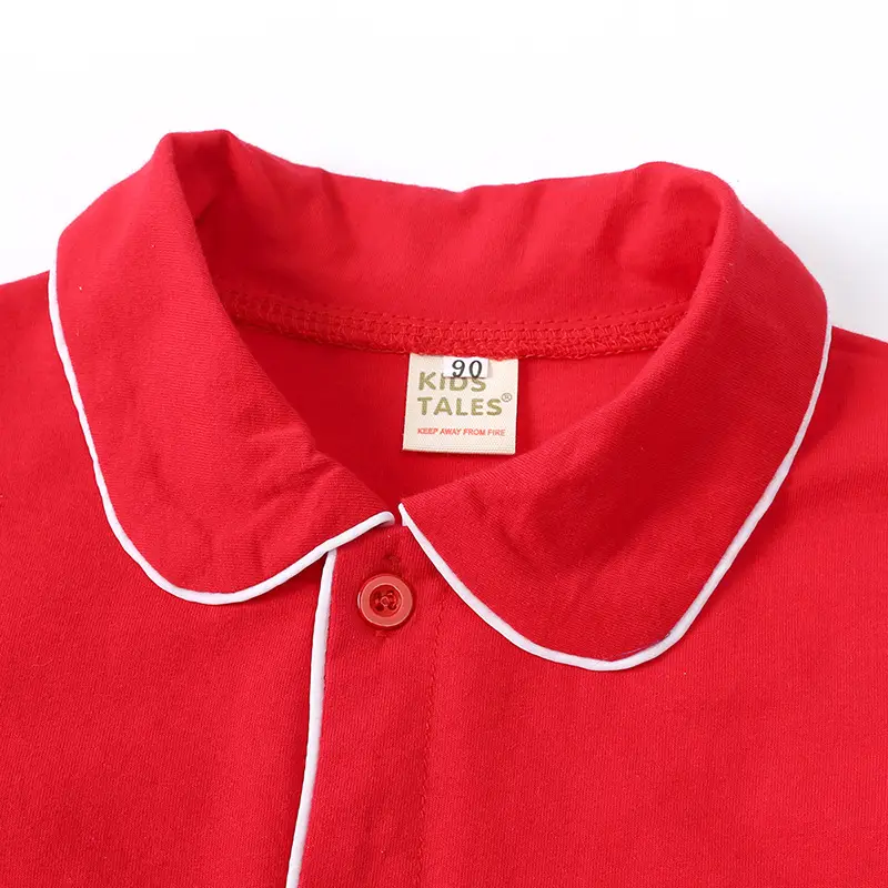 Red Long Sleeve Pajama Set for Girls Christmas Wear - Image 4