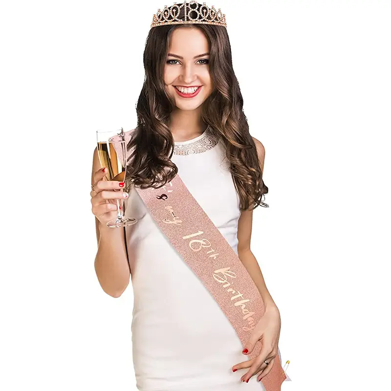 Roses Gold Rhinestone Digital Crown Hairband for Birthday Party - Image 34