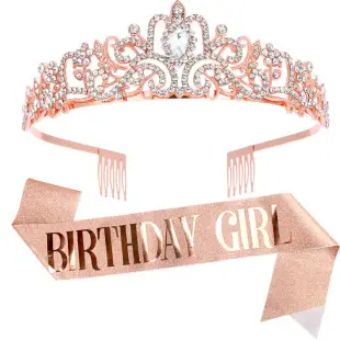 Roses Gold Rhinestone Digital Crown Hairband for Birthday Party — feature 11