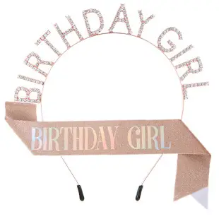 Roses Gold Rhinestone Digital Crown Hairband for Birthday Party — feature 29