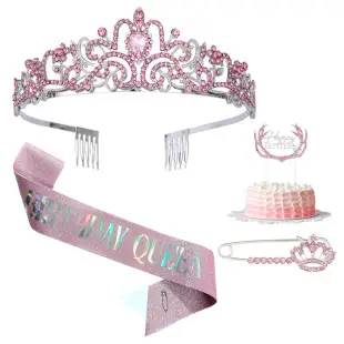 Roses Gold Rhinestone Digital Crown Hairband for Birthday Party — feature 3