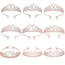 Roses Gold Rhinestone Digital Crown Hairband for Birthday Party — feature 33