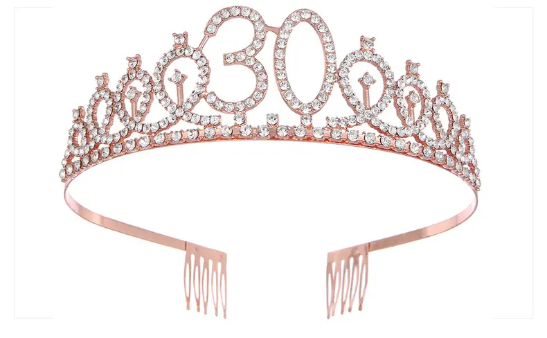 Roses Gold Rhinestone Digital Crown Hairband for Birthday Party — feature 64