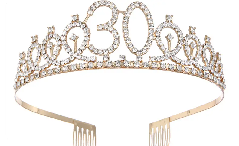 Roses Gold Rhinestone Digital Crown Hairband for Birthday Party — feature 66