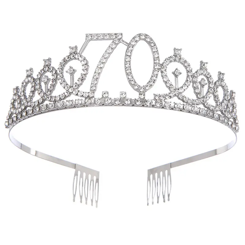 Roses Gold Rhinestone Digital Crown Hairband for Birthday Party - Image 14