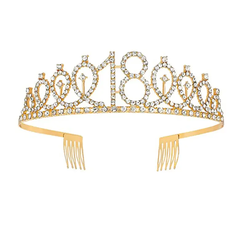 Roses Gold Rhinestone Digital Crown Hairband for Birthday Party - Image 18
