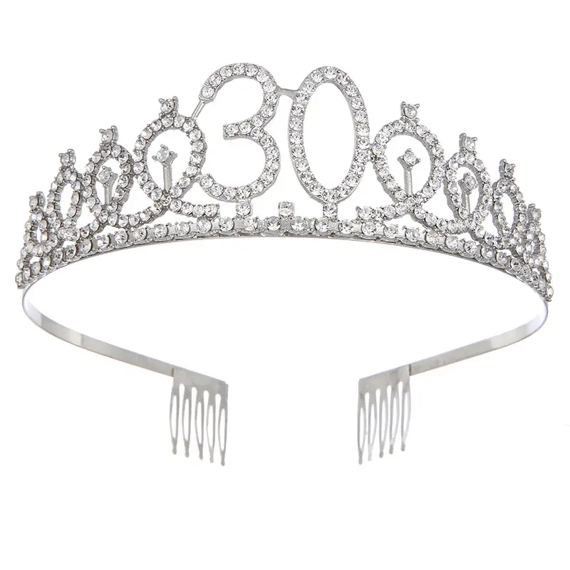 Roses Gold Rhinestone Digital Crown Hairband for Birthday Party - Image 2