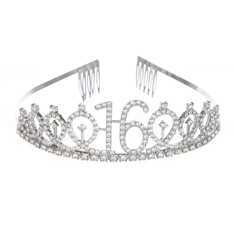 Roses Gold Rhinestone Digital Crown Hairband for Birthday Party - Image 23