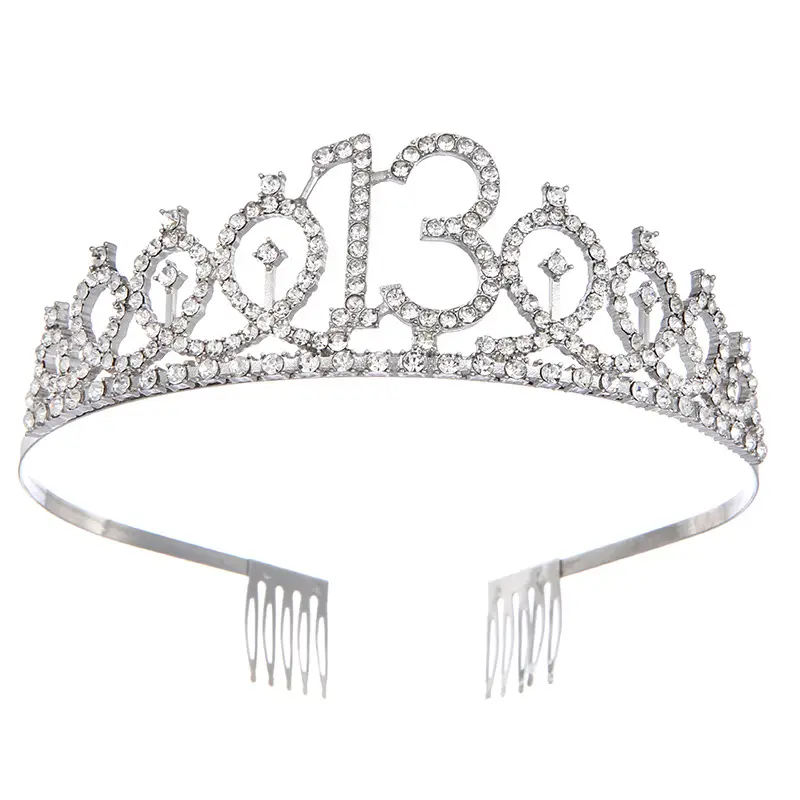Roses Gold Rhinestone Digital Crown Hairband for Birthday Party - Image 26